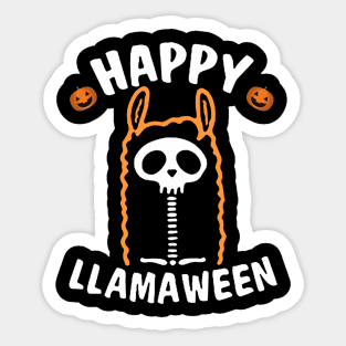 Llama skeleton  happy halloween tee Sticker